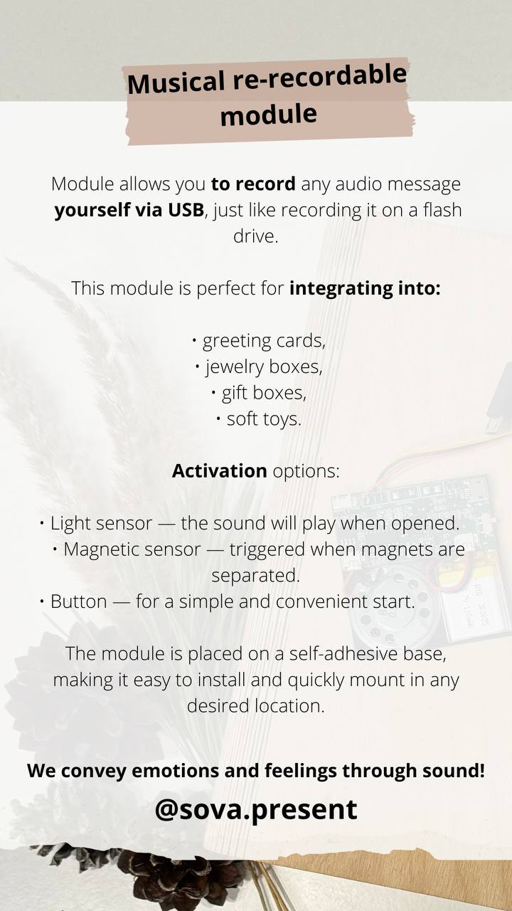 Re-recordable sound module with a magnetic sensor for gifts