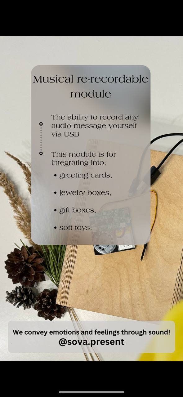 Re-recordable sound module with a magnetic sensor for gifts